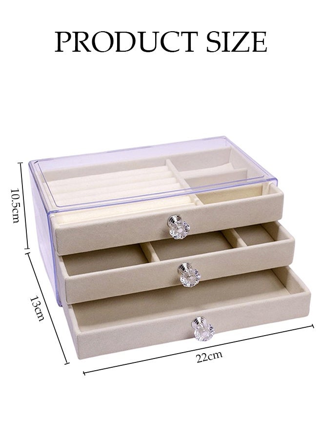 DUNISO Multi-functional Jewelry Storage Boxes And Organizers for Women Girls Velvet Flannelette Earrings Rings Necklace Bracelets Jewelry Tray Storage Case