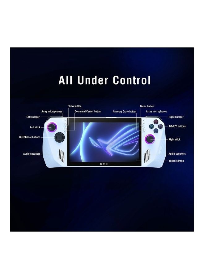 Renewed - Rog Ally RC71L White Gaming Laptop Handheld 7-inch With Touch Screen Fingerprint 120Hz 7Ms, AMD Ryzen Z1 Extreme Processor/Quad Core/16GB RAM/512GB SSD/Windows 11 Home/Radeon Graphics English white