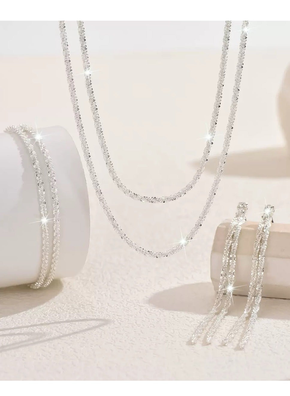 925 Sterling Silver Jewelry Set Elegant for Bridal Look Ideal as Wedding Gifts Trendy Accessories