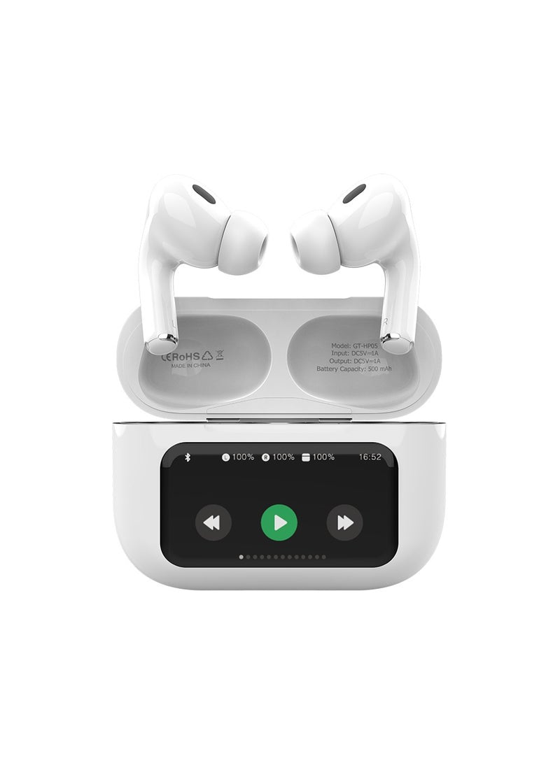 HP05 SmartTune True Wireless HeadPhones with ANC and ENC Technology, Siri and Google Voice Assistant, and Intuitive Controls - White
