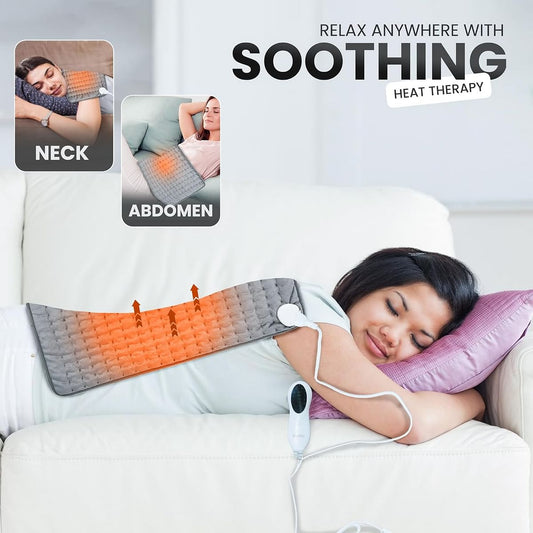 Electric Heating Pad – 6 Temperature Levels, Auto Shut-Off, 87-Inch Power Cord, Machine Washable – Pain Relief for Back, Neck, Shoulders, Abdomen, and Period Cramps