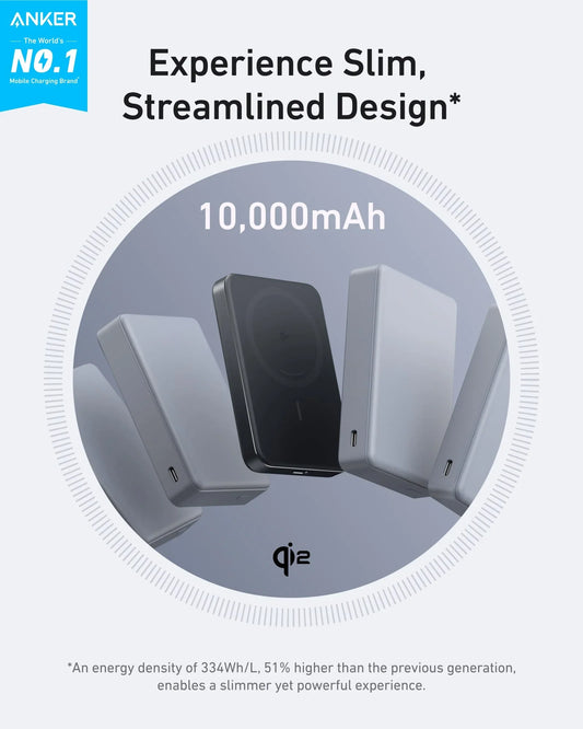 Anker MagGo 10,000mAh Slim Magnetic Power Bank – 15W Fast Charge, MagSafe for iPhone