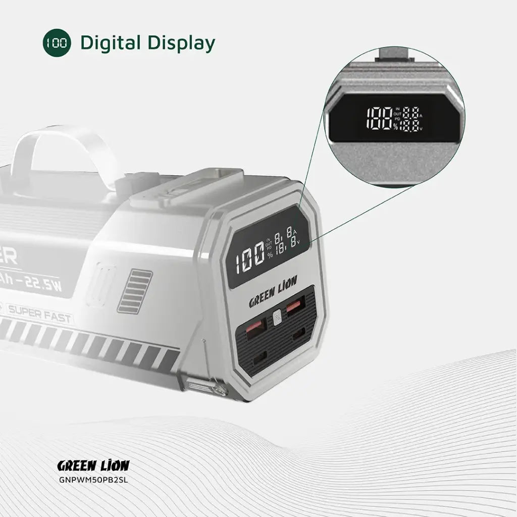 Green Lion 50000mAh Power Bank 22.5W - Silver