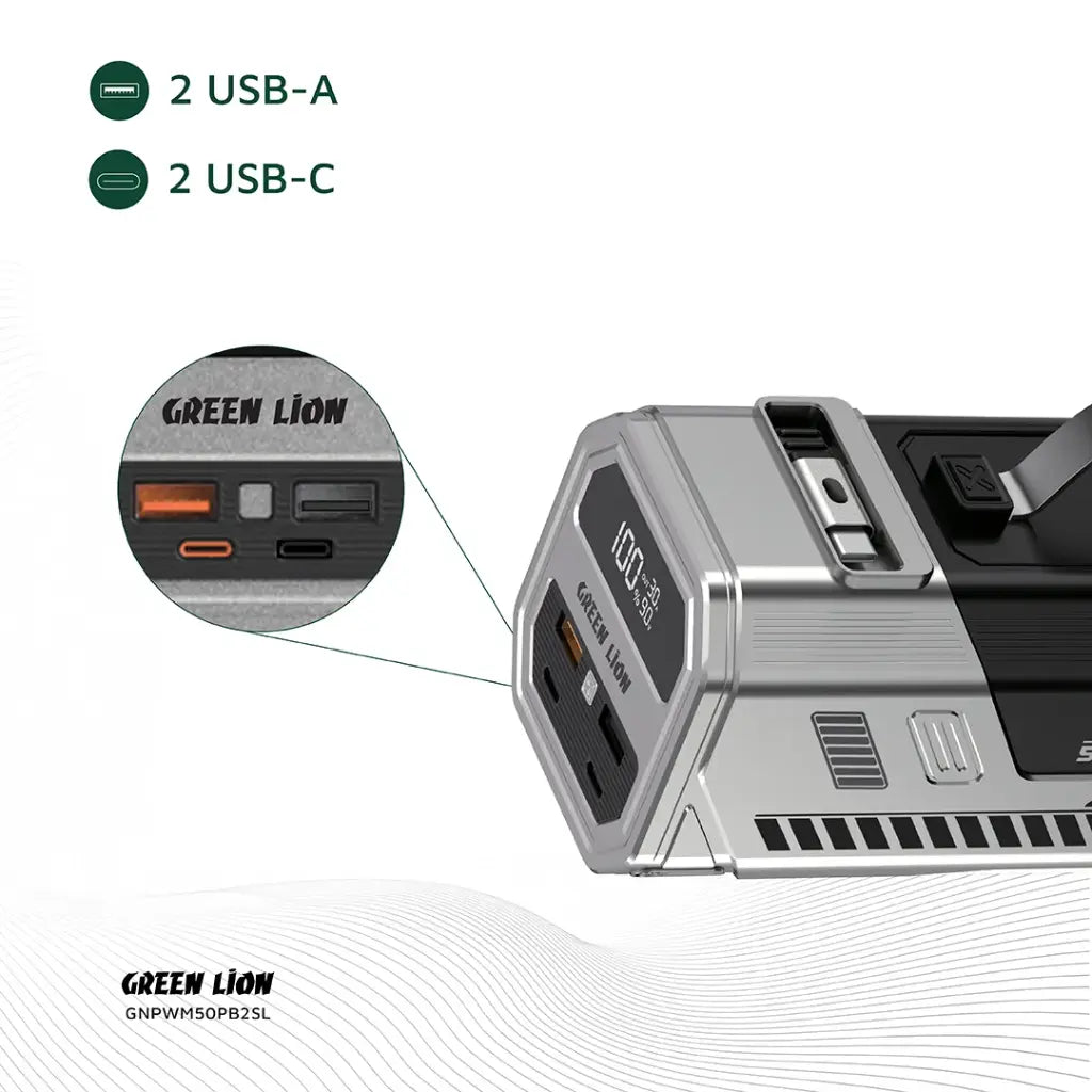 Green Lion 50000mAh Power Bank 22.5W - Silver