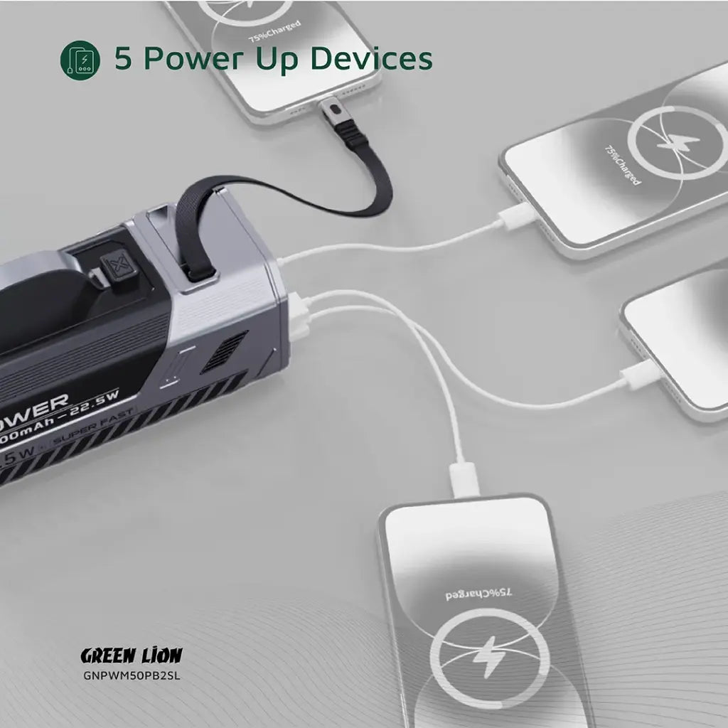 Green Lion 50000mAh Power Bank 22.5W - Silver