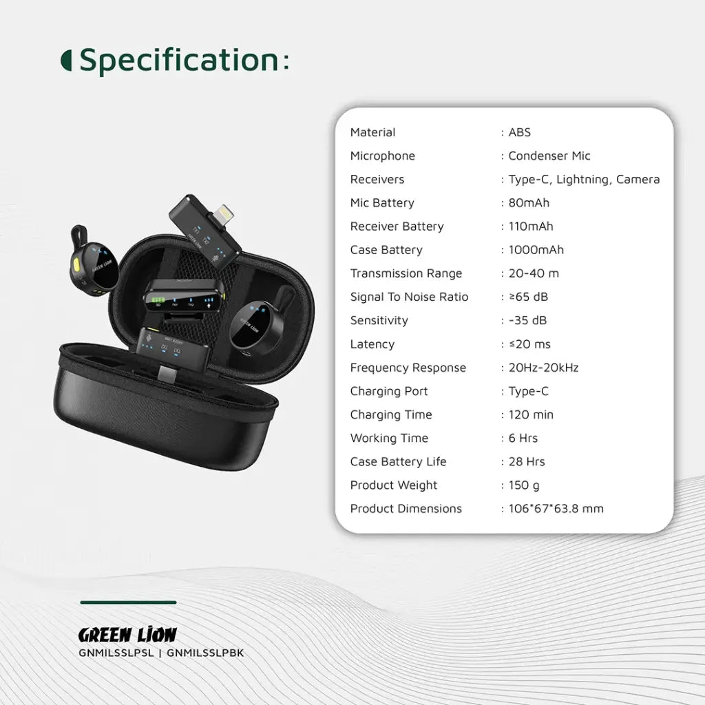 Green Lion GM-85X 3 In 1 Wireless Microphone - Black