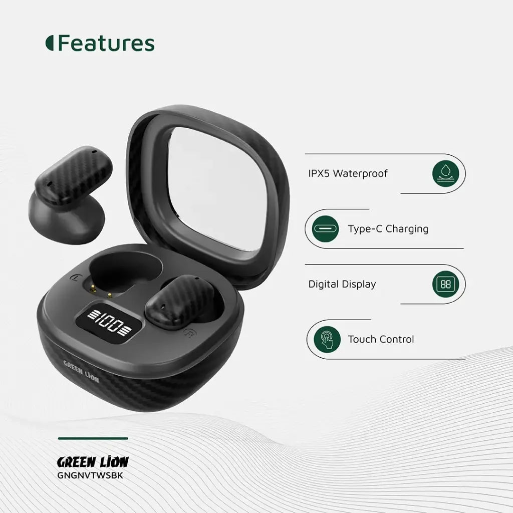Green Lion Geneva True Wireless Earbuds - Black