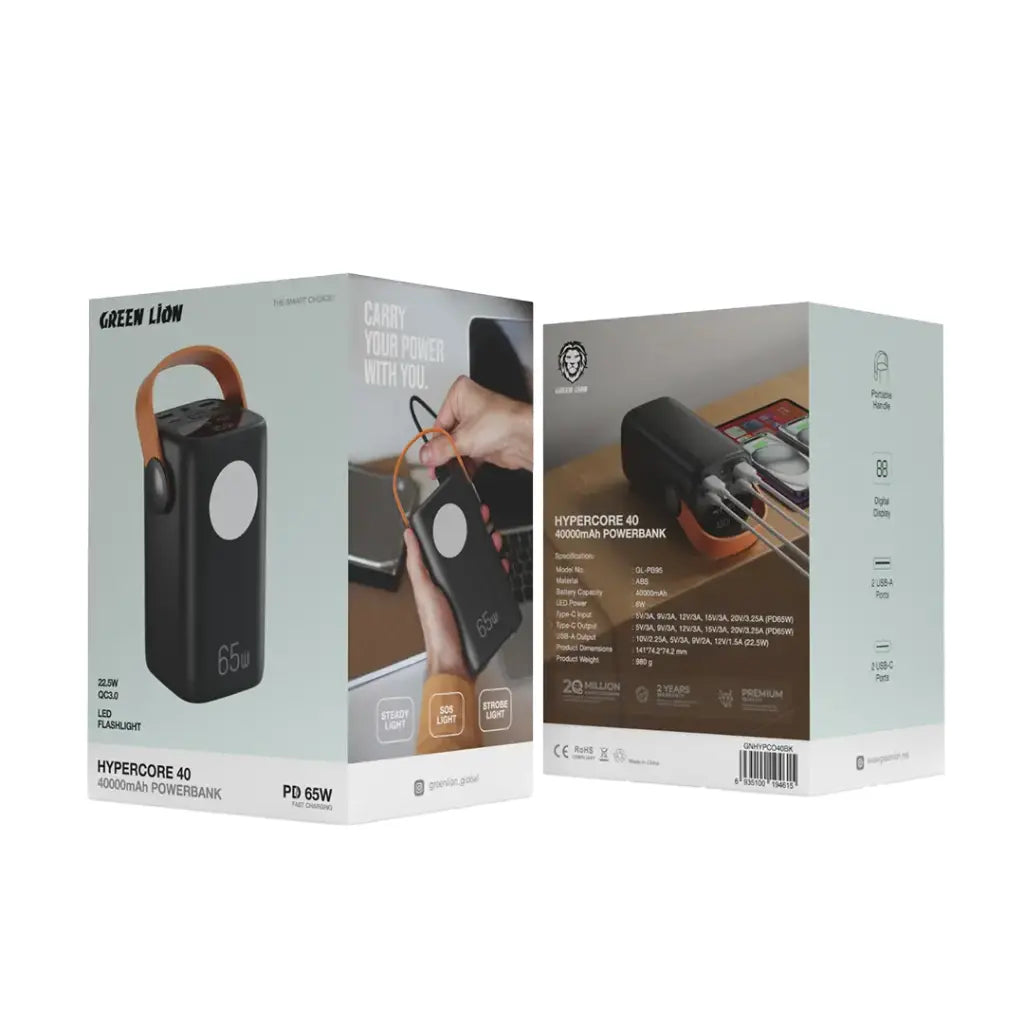 Green Lion Hyper Core 40 Power Bank 40000mAh - Black