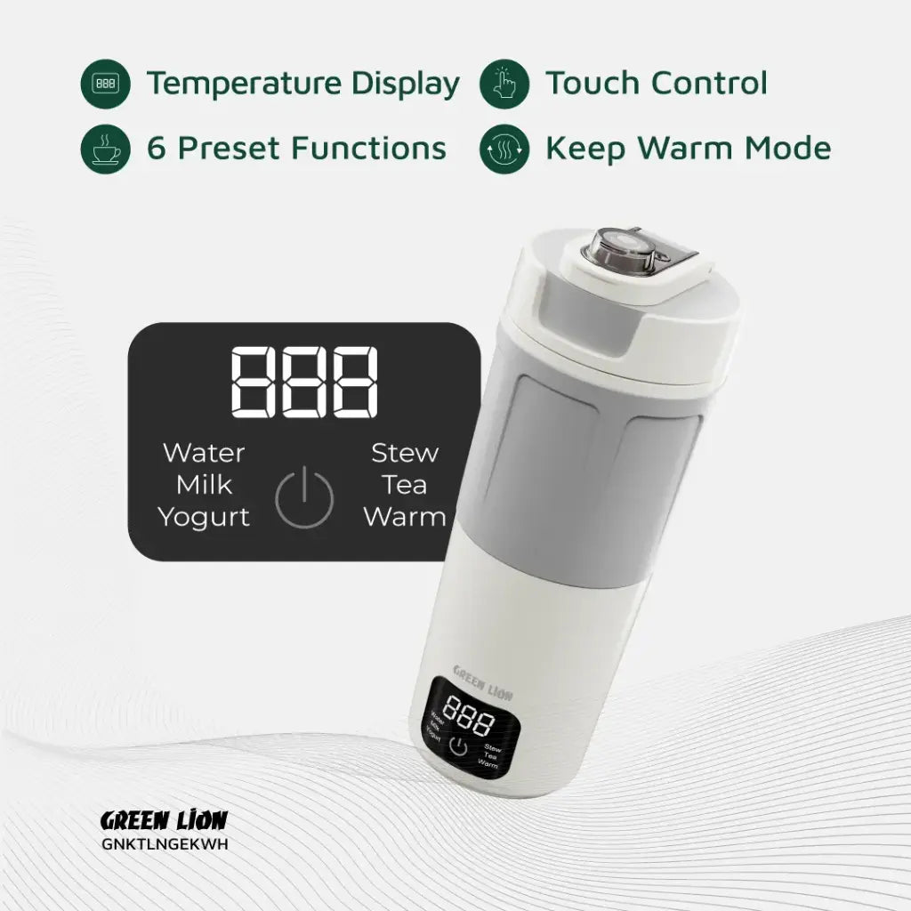 [GNKTLNGEKWH] Green Lion Kettle & Go Electric Kettle 600mL - White