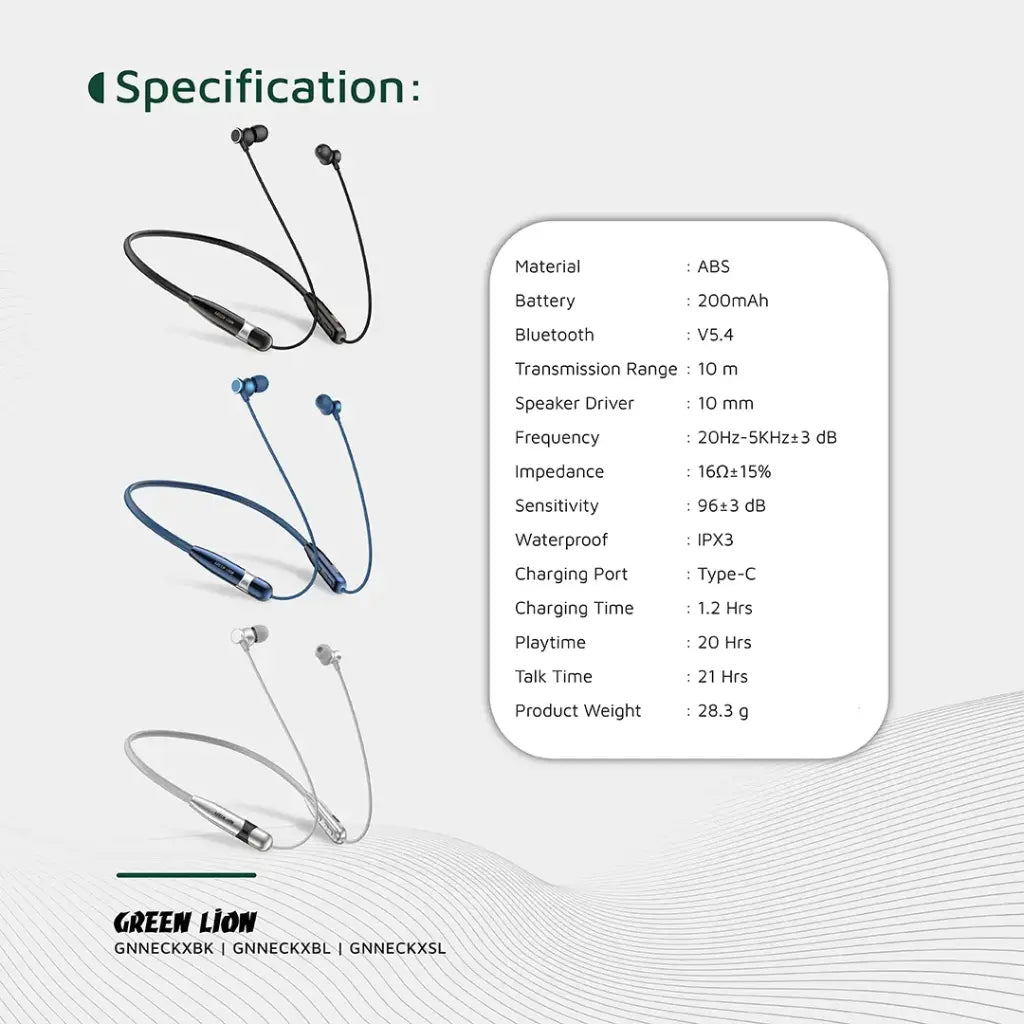 Green Lion Neck X Wireless Neckband