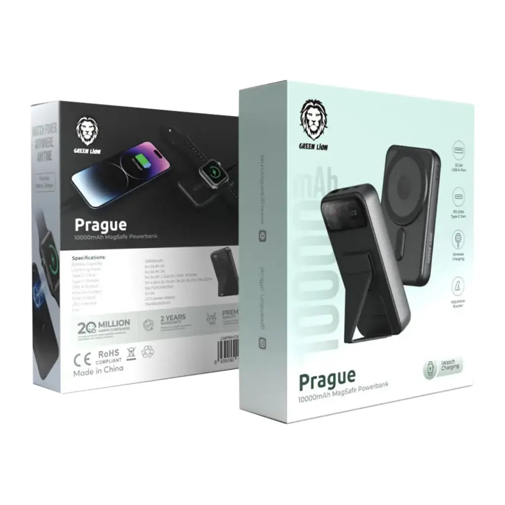 Green Lion Prague 10000mAh MagSafe Power Bank - Black