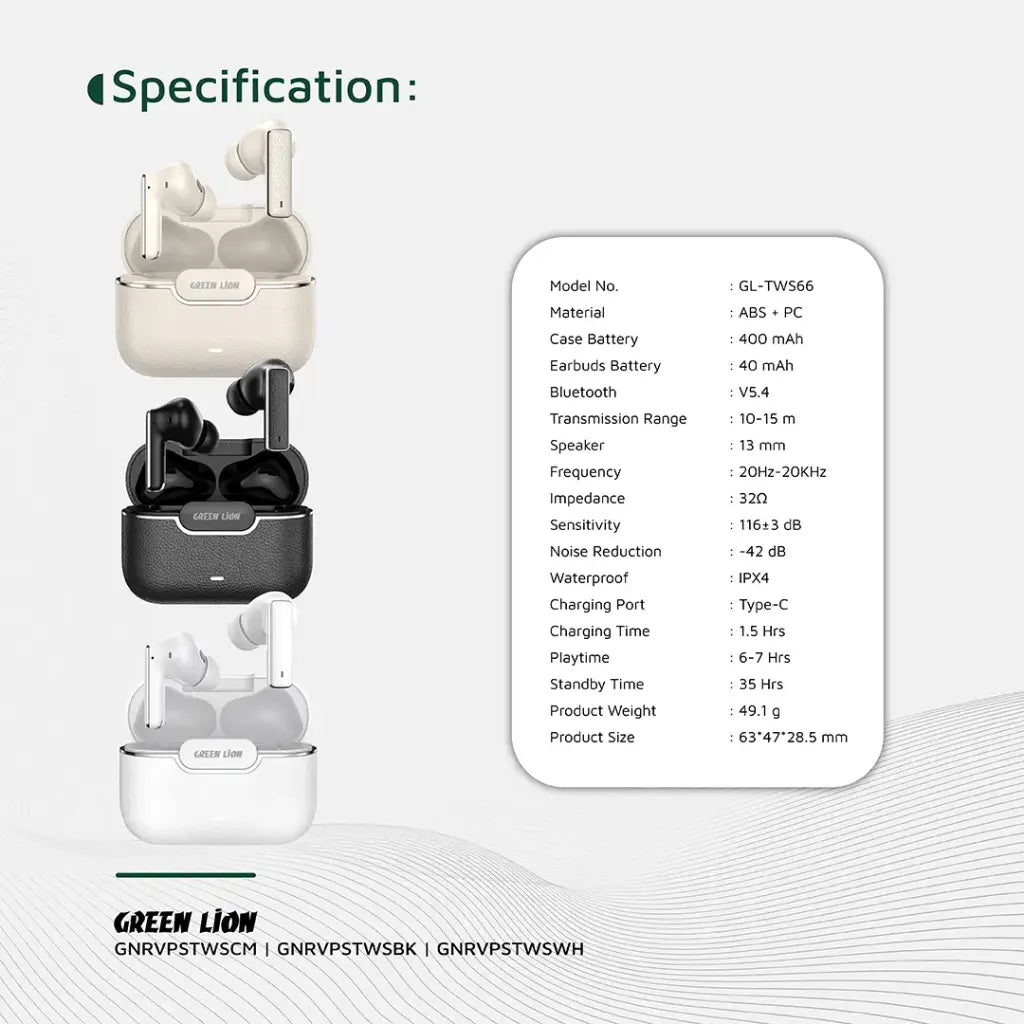 Green Lion River Plus True Wireless Earbuds