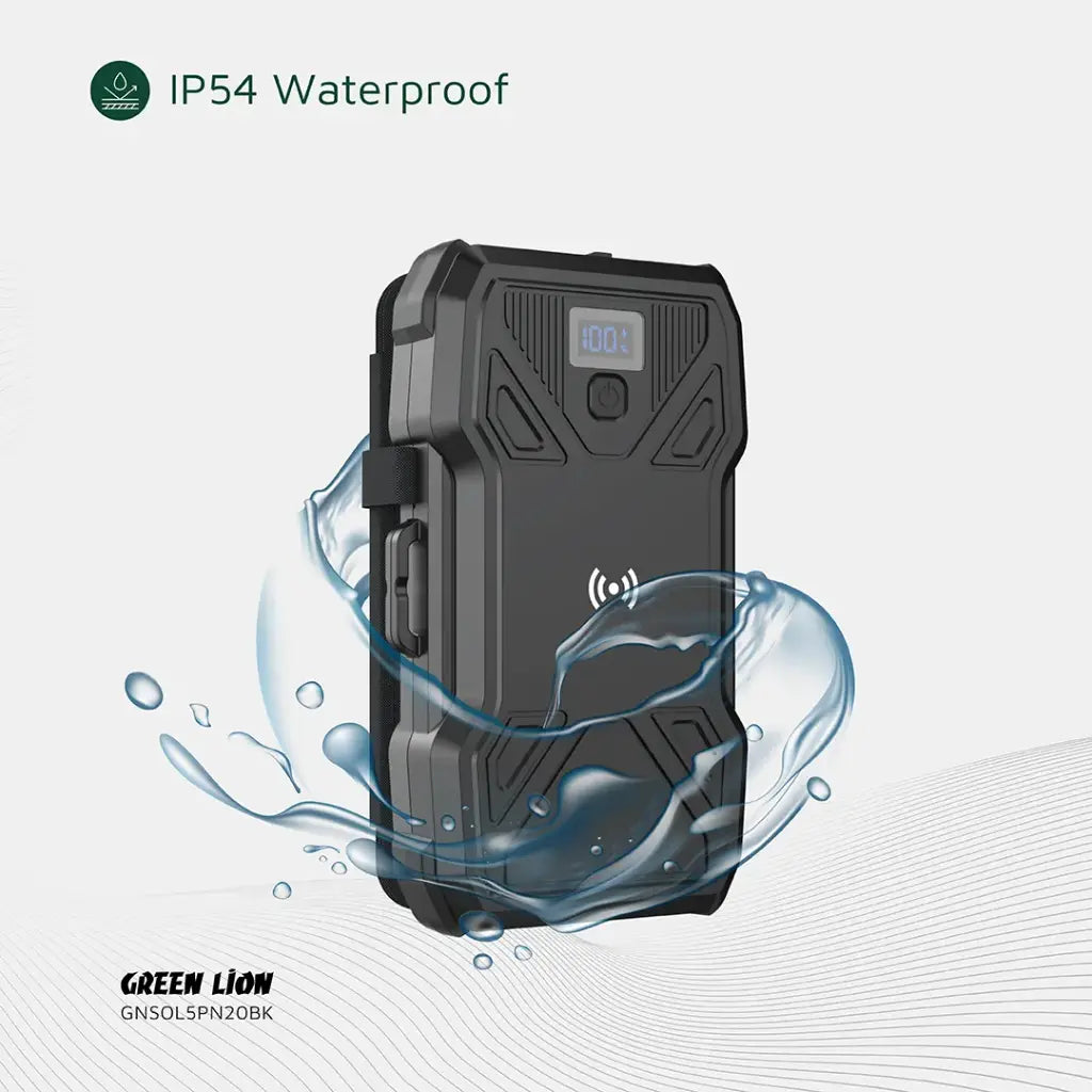 Green Lion Solar 5-Panel 20000mAh Power Bank PD20W - Black