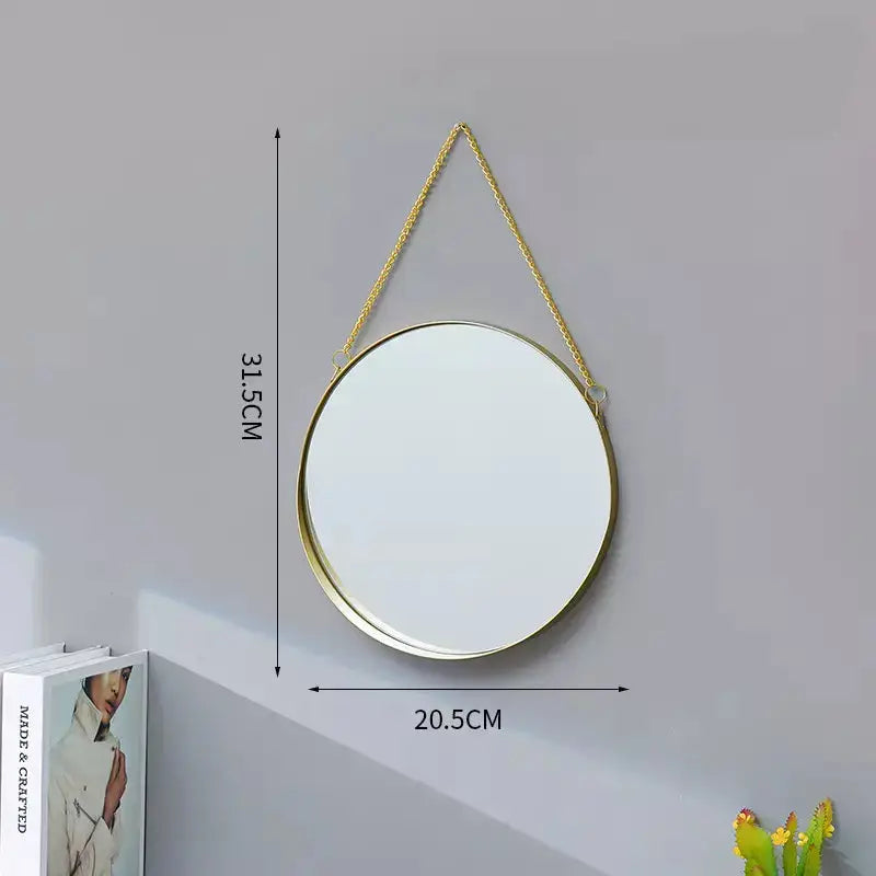 Luxury Wall Mount Round Hanging Gold Makeup Mirror Frame Iron Mirror Wall Decor Modern Decorative Toilet Bathroom Living Room