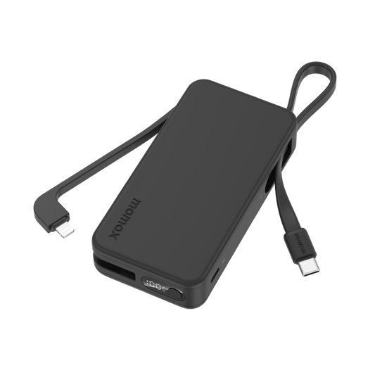 MOMAX 1-POWER VITAL+ 10000mAh POWER BANK WITH BUILT IN USB-C & LIGHTNING CABLE