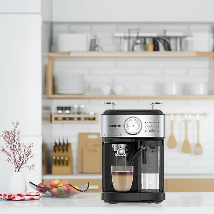 LePresso Coffee Machine 20 Bar Powerful Pressure Pump With Capsule Filter and Funnel - Black