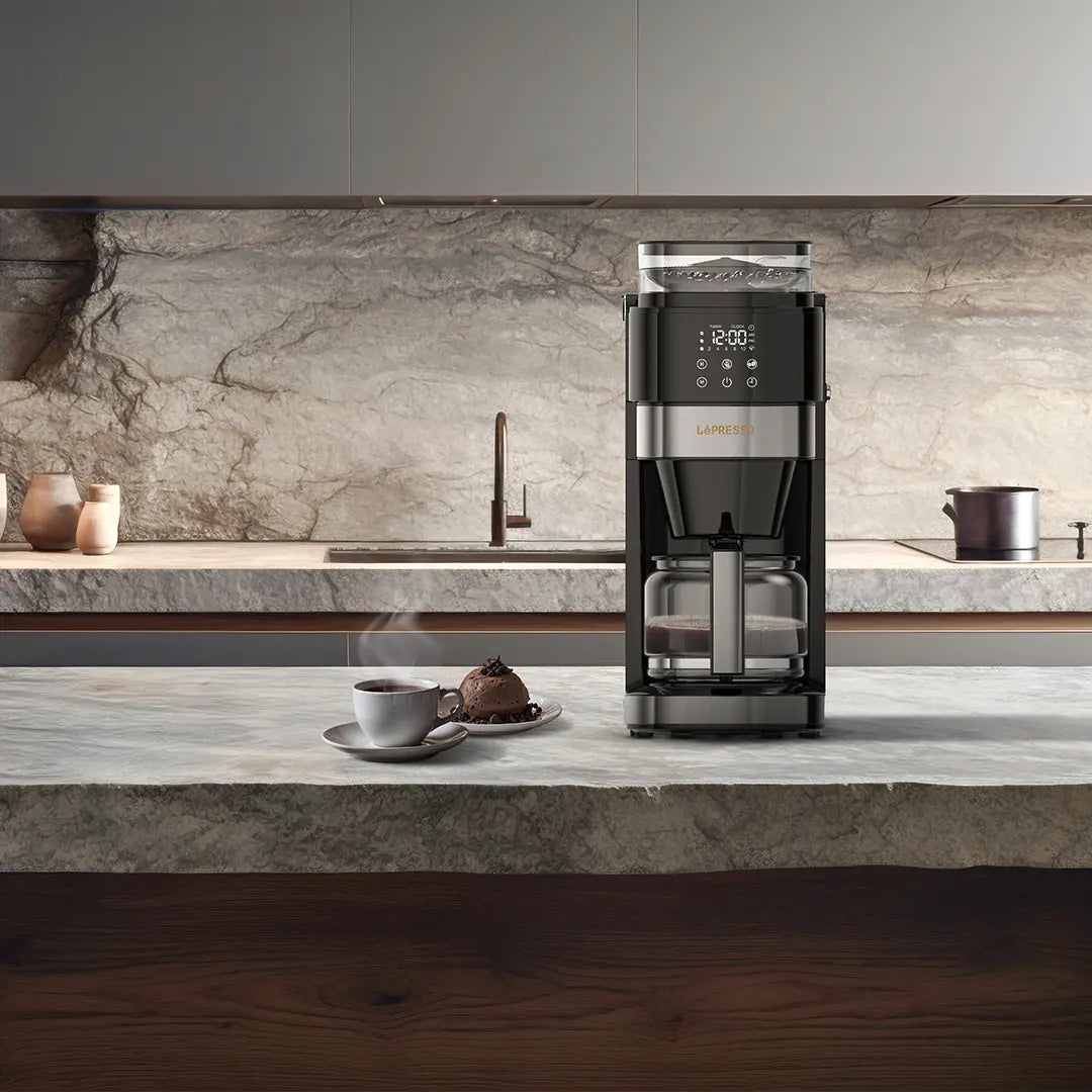 Lepresso Coffee Brewer With Bean Grinder - Black