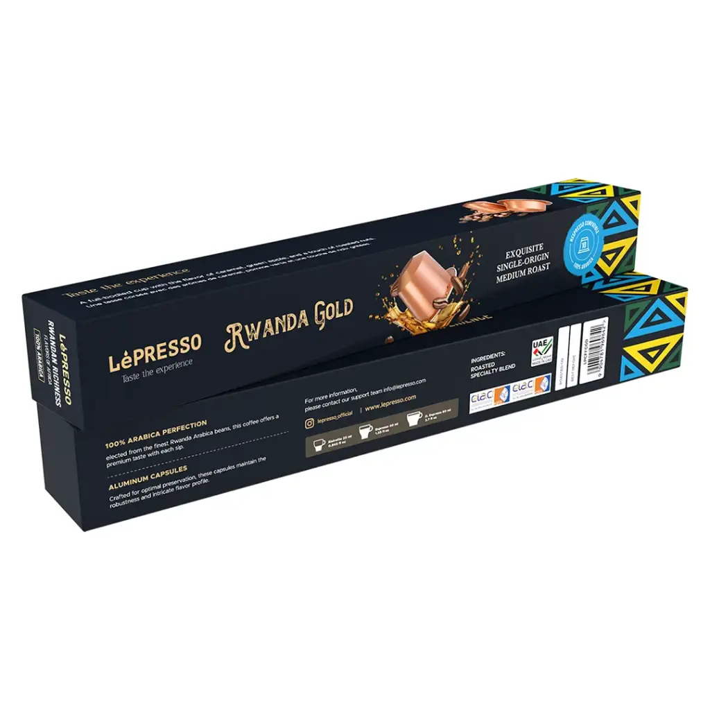 Lepresso Rwanda Single Origin Coffee Capsules - Gold