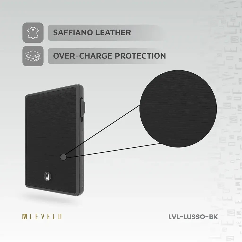 Levelo Lusso MagSafe Saffiano Leather Card Holder - Black