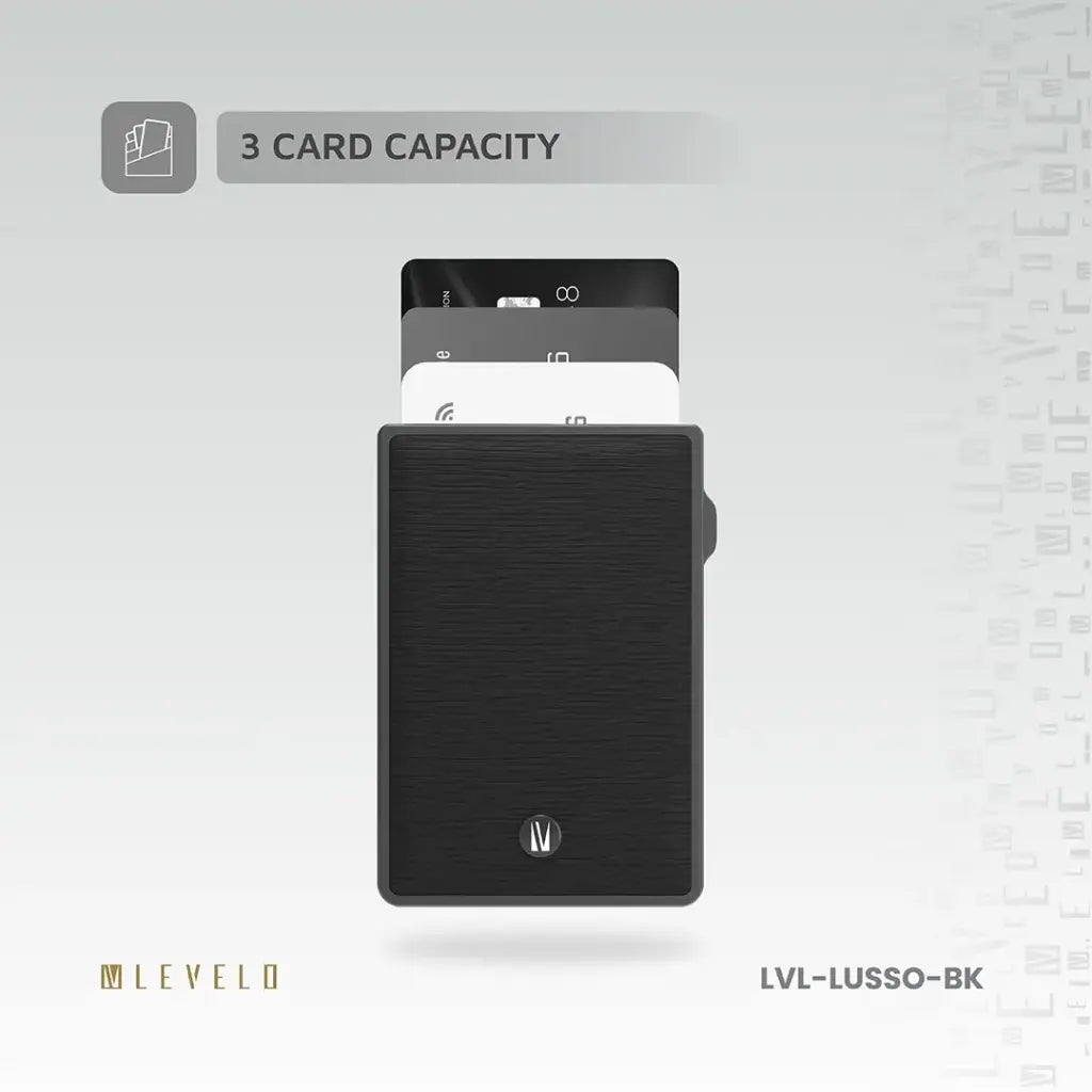 Levelo Lusso MagSafe Saffiano Leather Card Holder - Black