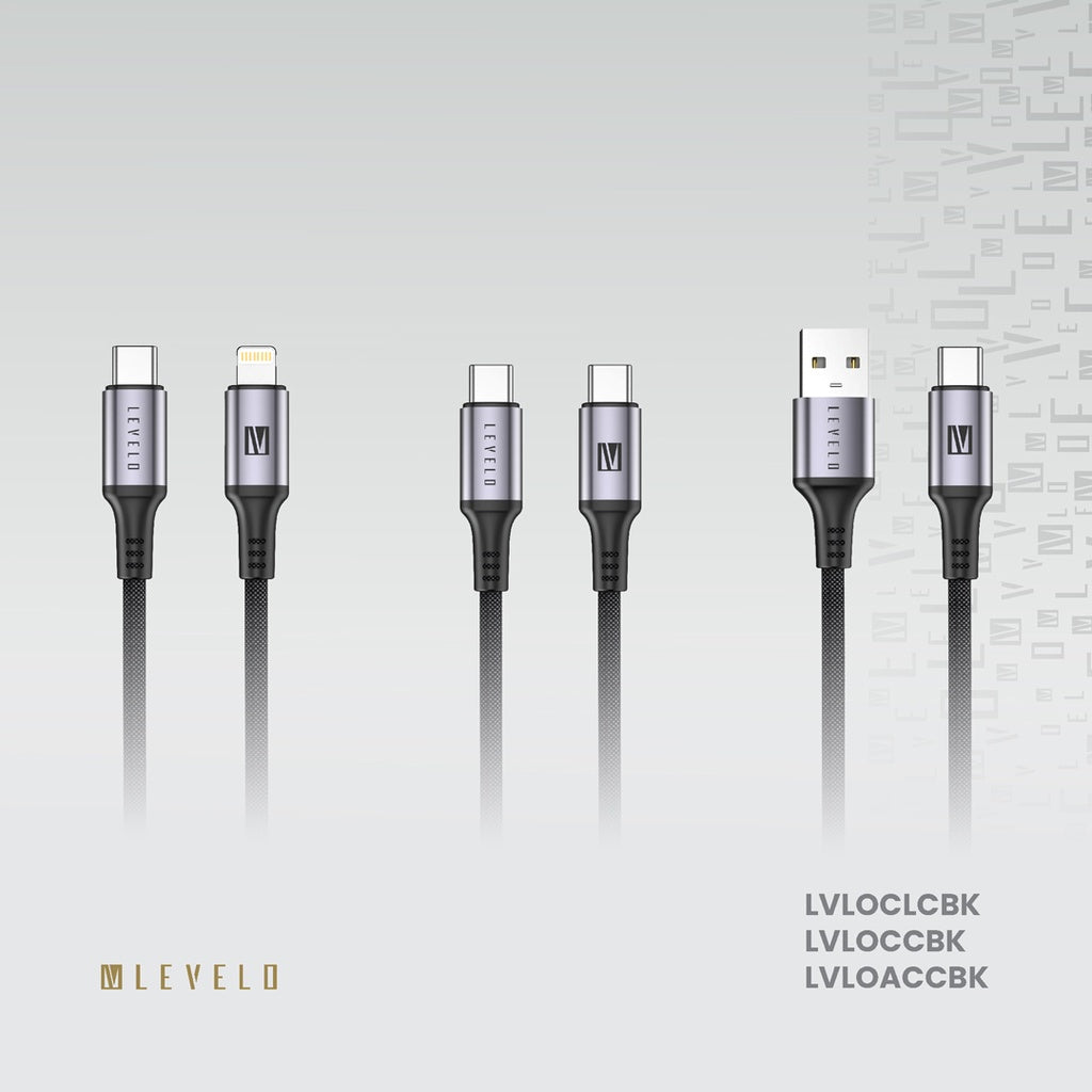 Levelo Otto USB C to Lightning 30W Leather Cable - Black