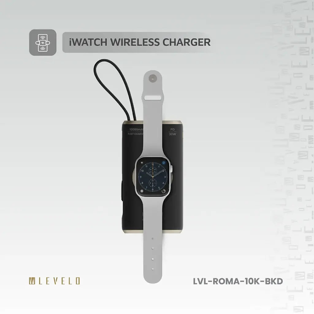 Levelo Roma 10000mAh Power Bank With Integrated Cable & Apple Watch Charger