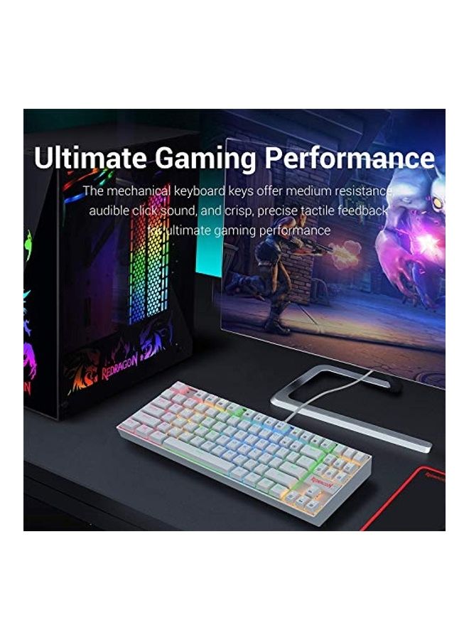 Kumara Wired 80% TKL Mechanical Keyboard, Outemu Blue Switch, Metal and ABS Construction, Adjustable Height, Double-Shot Injection, Gold-Plated USB, White | KUMARA K552W-RGB