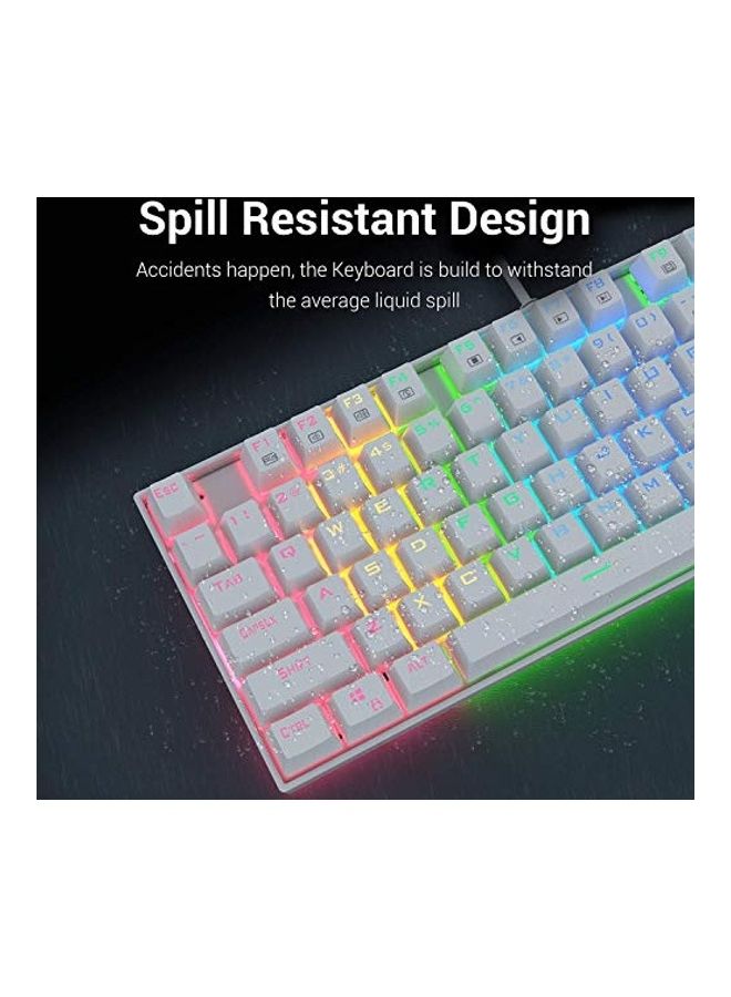 Kumara Wired 80% TKL Mechanical Keyboard, Outemu Blue Switch, Metal and ABS Construction, Adjustable Height, Double-Shot Injection, Gold-Plated USB, White | KUMARA K552W-RGB