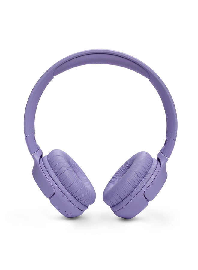 Tune 520Bt Wireless On-Ear Headphones, Pure Bass Sound, 57H Battery With Speed Charge, Hands-Free Call + Voice Aware, Multi-Point Connection, Lightweight And Foldable Purple