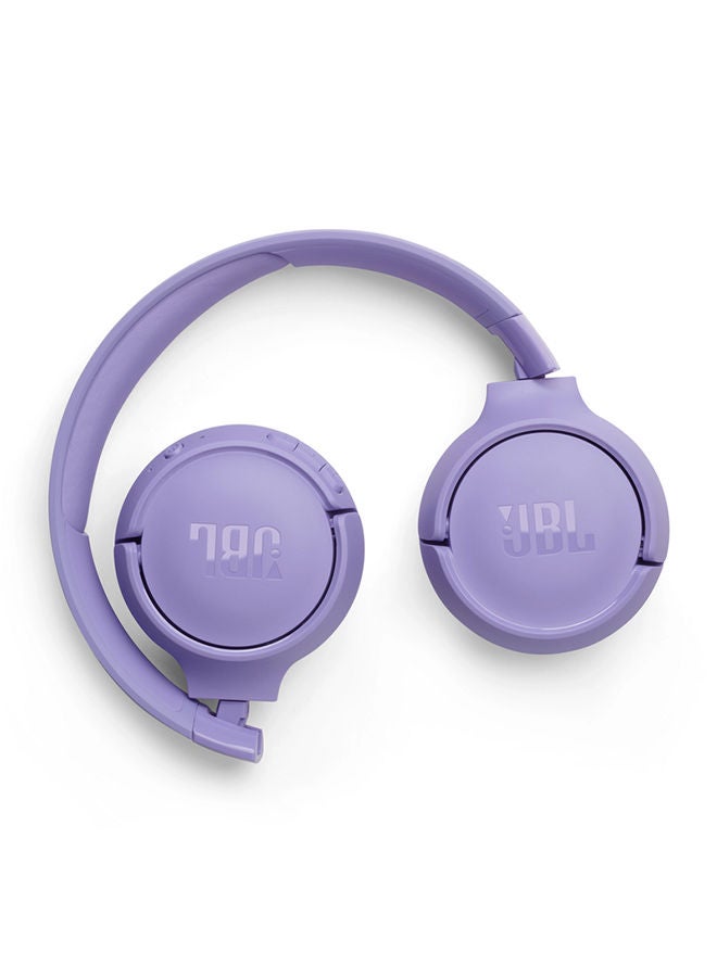 Tune 520Bt Wireless On-Ear Headphones, Pure Bass Sound, 57H Battery With Speed Charge, Hands-Free Call + Voice Aware, Multi-Point Connection, Lightweight And Foldable Purple