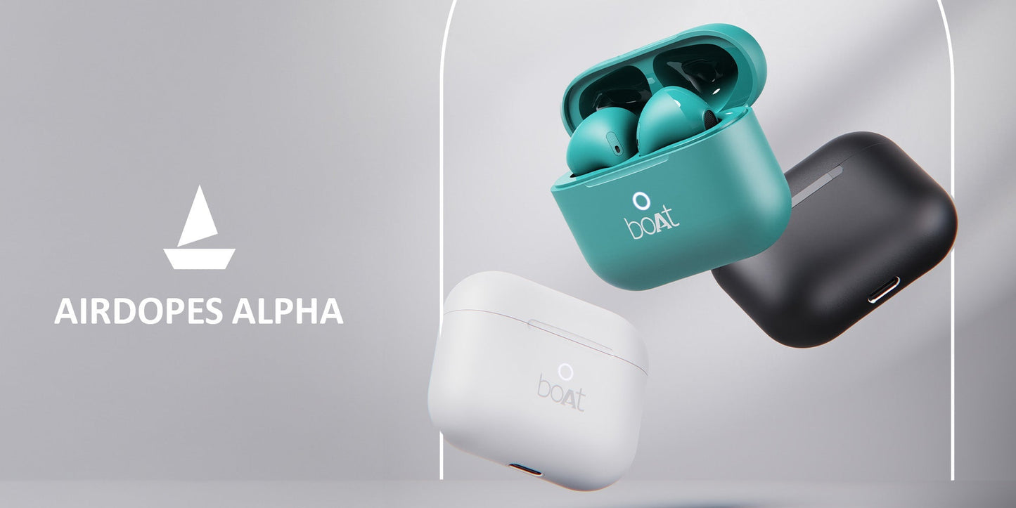 boAt Airdopes Alpha With 35 HRS Playback, 13mm Drivers, Dual Mics ENx & Beast Mode Jet Black
