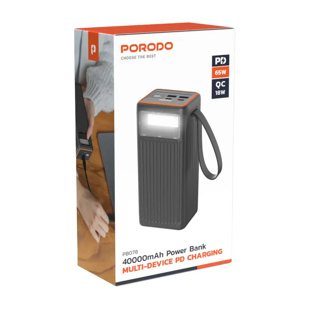 Porodo 40000mAh Power Bank Multi-Device PD Charging - Black