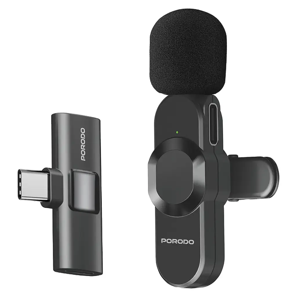 Porodo Audix Lavalier Microphone Type-C & Lightning - Black