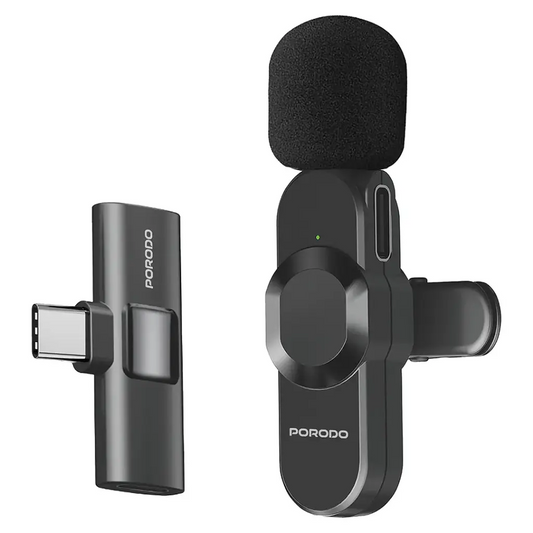 Porodo Audix Lavalier Microphone Type-C & Lightning - Black