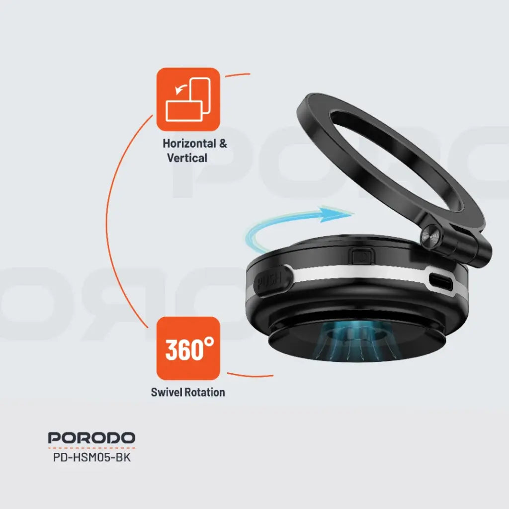 [PD-HSM05-BK] Porodo HS05 Vacuseal MagSafe Magnetic Mount - Black