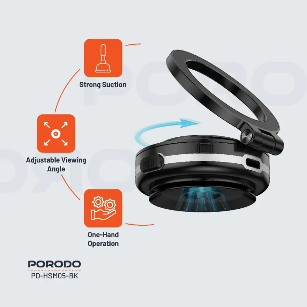 [PD-HSM05-BK] Porodo HS05 Vacuseal MagSafe Magnetic Mount - Black