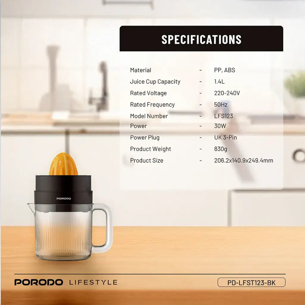 Porodo Lifestyle BI-Directional Juicer - Black