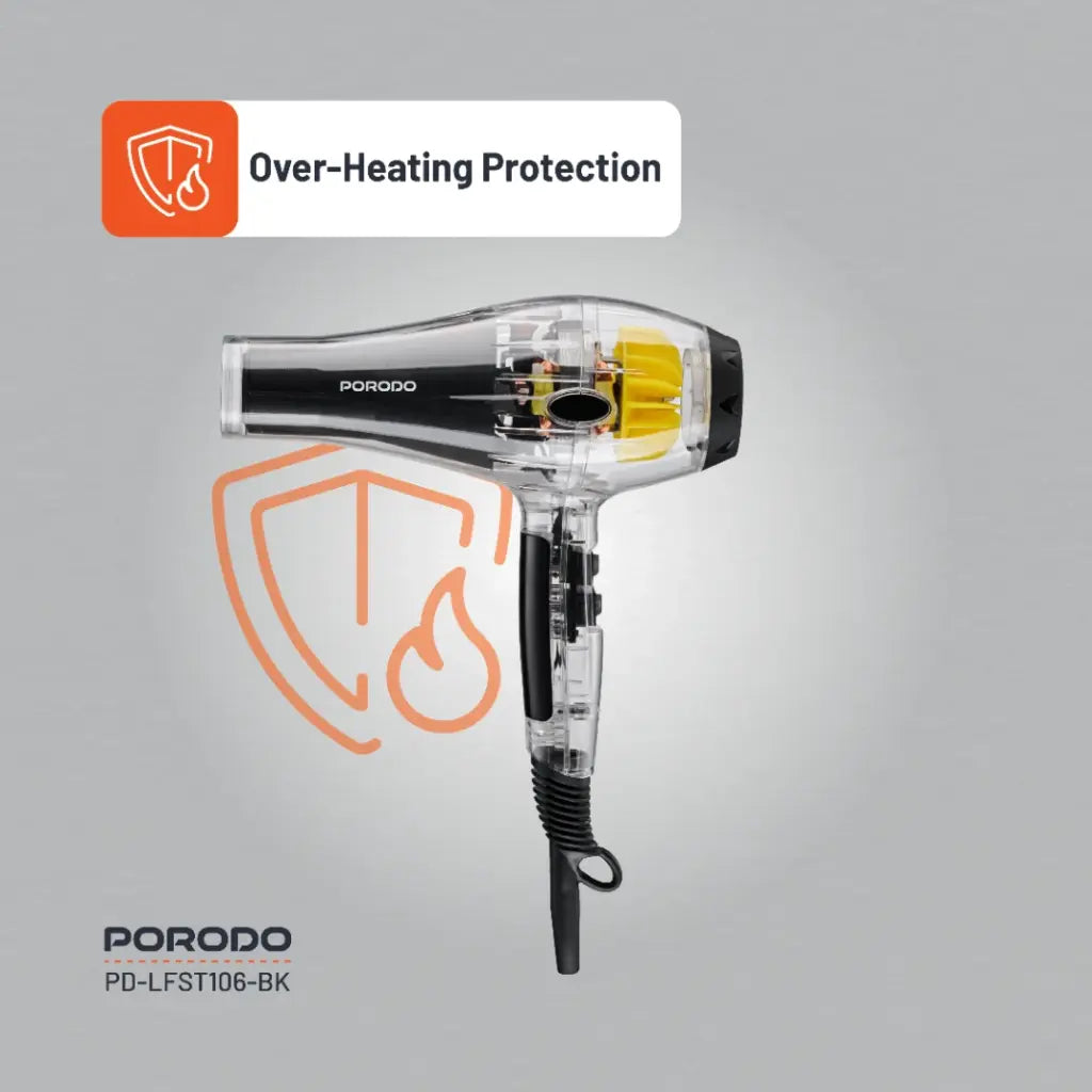 Porodo Lifestyle Crystal Shell Hair Dryer - Black