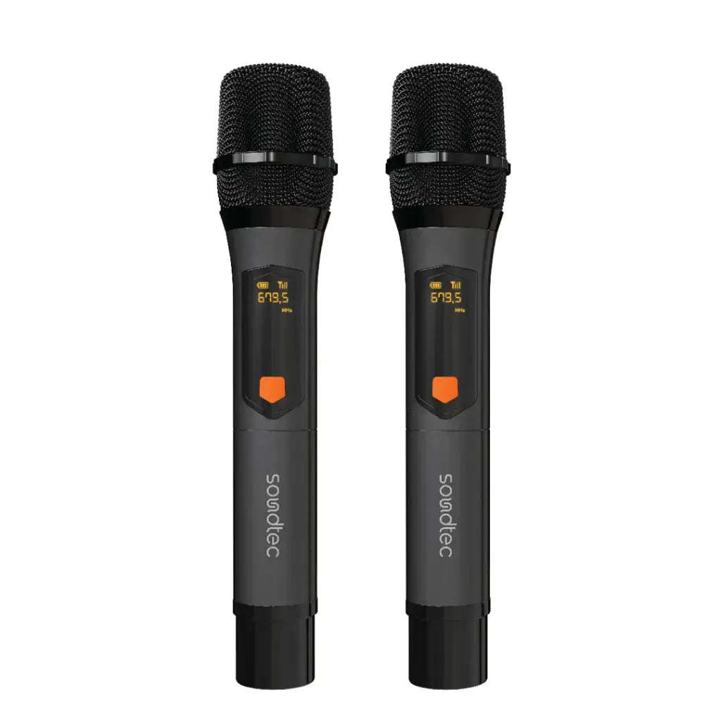 Porodo Soundtec Duo Mic Aluminum Rechargeable Wireless Microphone - Black