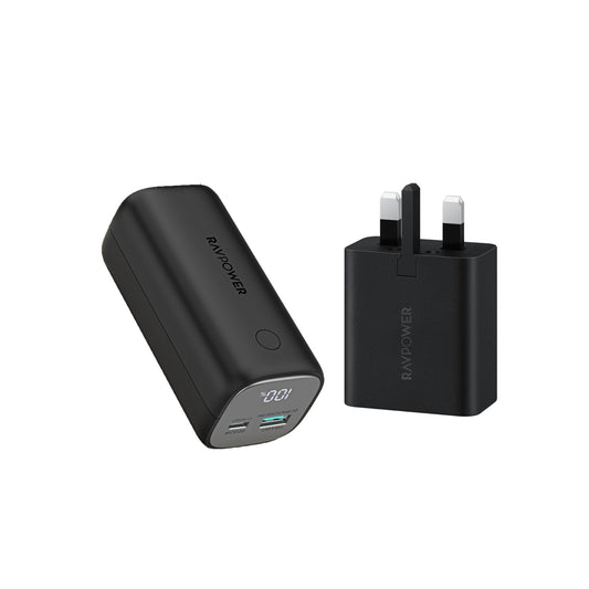 Ravpower Super PD Pioneer 10000mAh 30W Powebank With Wall Charger 65W - Black