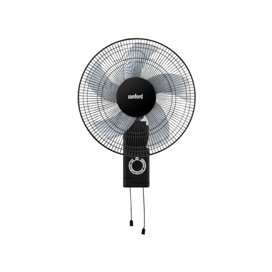 Sanford 16” Wall Fan | 60W Copper Motor | 5-Blade High Velocity | 3-Speed Pull Cord | Oscillation & Tilt | ABS Body