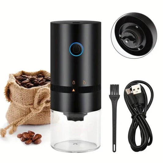 USB Rechargeable Burr Coffee Grinder Adjustable Precision Grinding Black-0