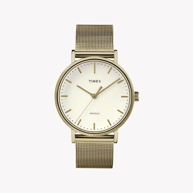 Timex Women's Gold Stainless Steel Watch, Off White Dial | TW2R26500-0