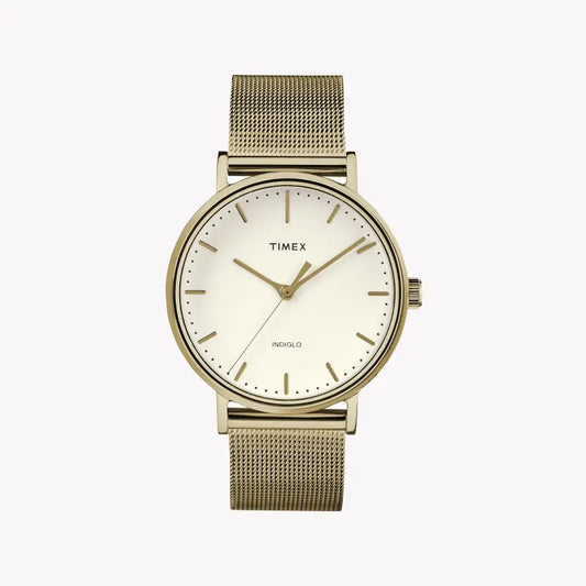 Timex Women's Gold Stainless Steel Watch, Off White Dial | TW2R26500-0