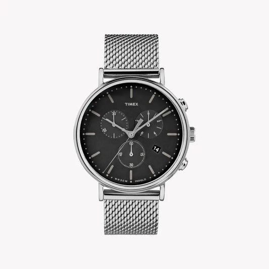 Timex Unisex Brass Silver Watch, Black Dial | TW2R61900-0