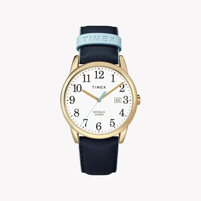 Timex Women's Blue Leather Watch, White Dial | TW2R62600-0