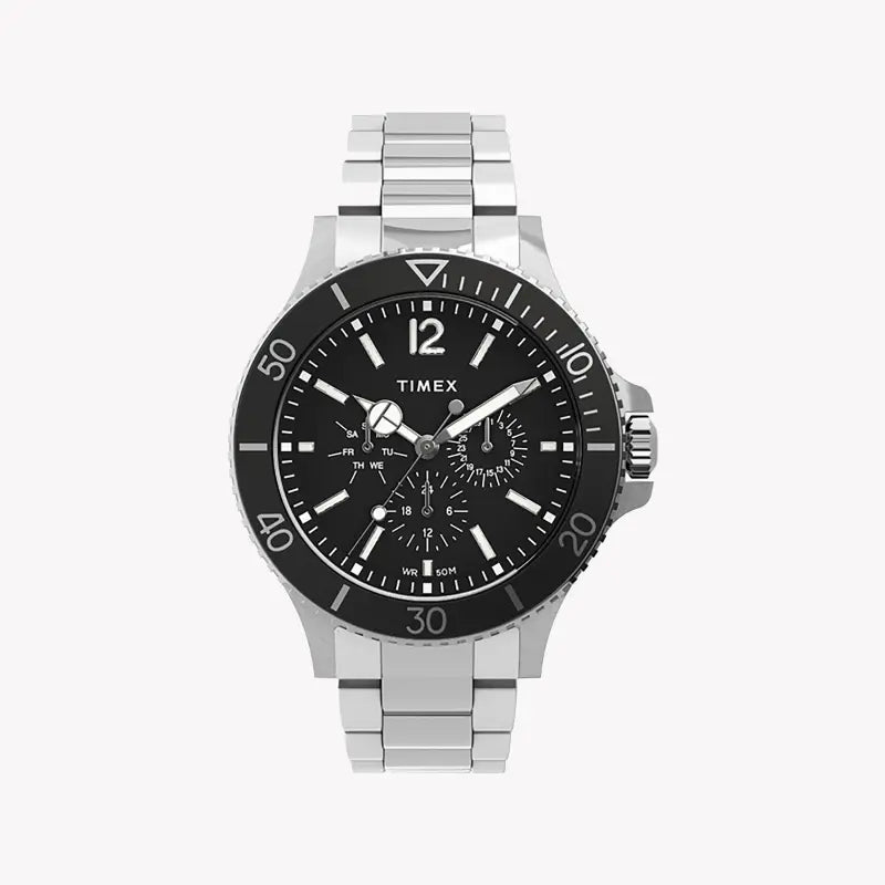 Timex Men's Silver Stainless Steel, Black Dial | TW2U13100-0