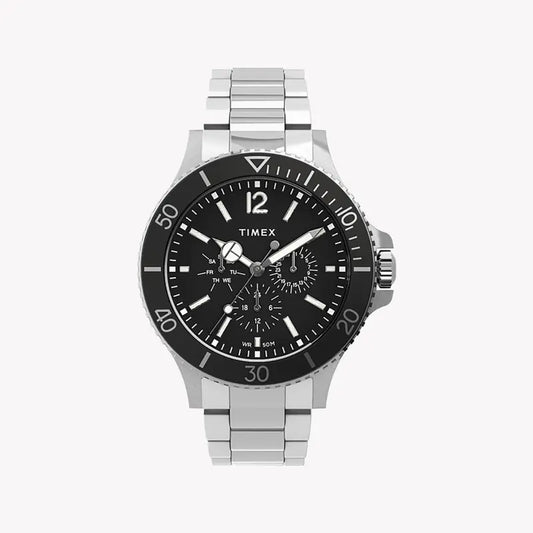 Timex Men's Silver Stainless Steel, Black Dial | TW2U13100-0