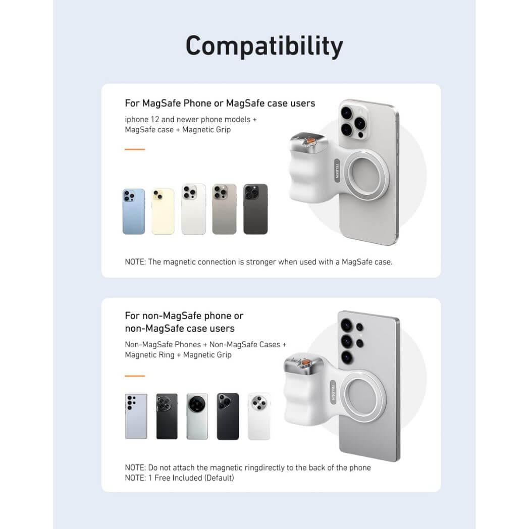 Telesin Magnetic Camera Grip for Smartphones – with Shutter Button
