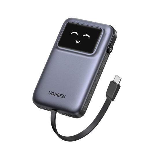 UGREEN Uno 10000mAh Quick Charging 30W Power Bank With Build-in USB-C Cable - Grey